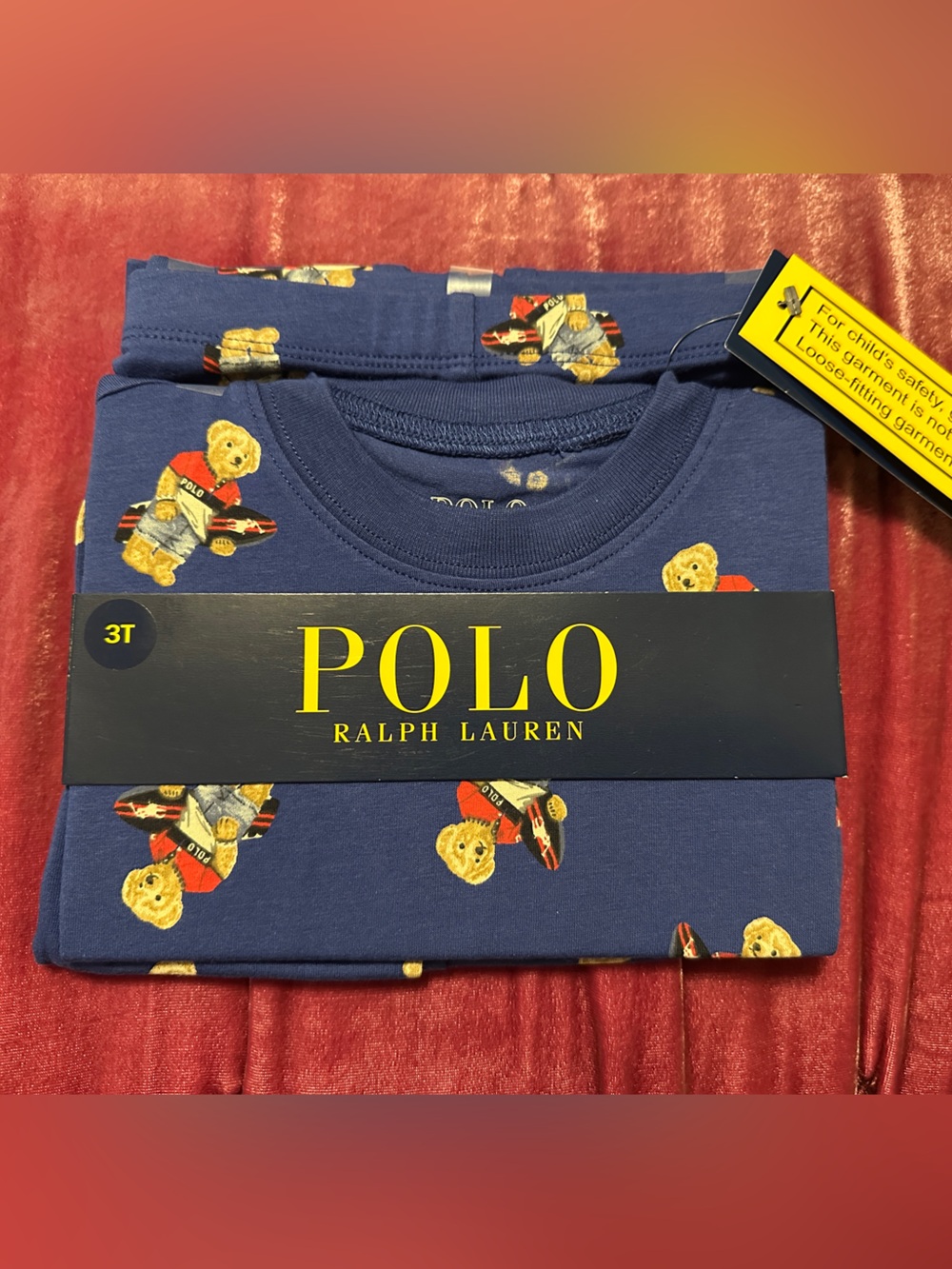 Polo by Ralph Lauren Navy Surf Bear Kids Fitted Pajama Set NWT 3T / Child 6